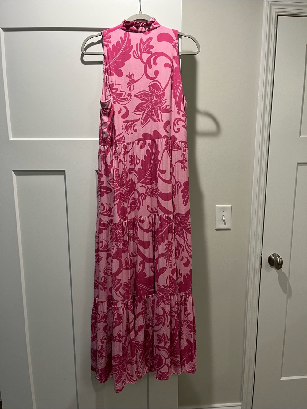 Vince Camuto Pink Floral Tiered Maxi Dress